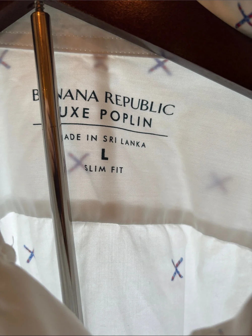 Banana Republic White Short-Sleeve Shirt with Navy Cross Pattern